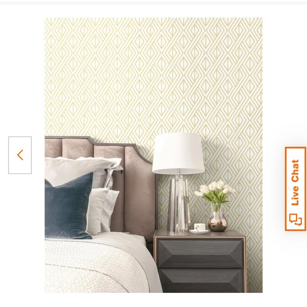 New rolls wallpaper Peel and stick metallic gold and and white geometric vinyl…